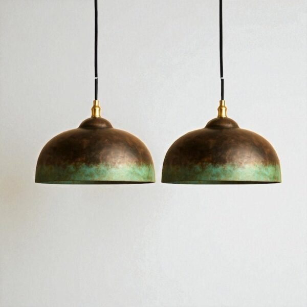 products-ArtdecoLamp9 Art Deco Verdigris Dome Rustic Dining Room Pendant