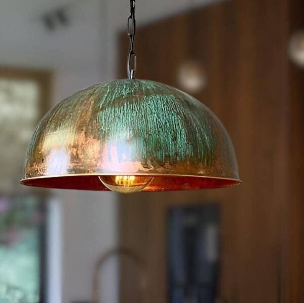 products-ArtisanKitchenLighting4 Artisan Copper Verdigris Dome Pendant Kitchen Island Light