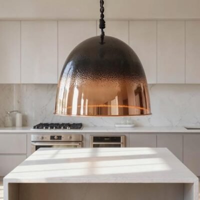 Handmade Black Copper Dome Pendant Light: Moroccan Kitchen Island Lighting