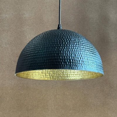 Modern Brass Pendant Light – Hammered Dome Ceiling Lamp | Black Dome Ceiling Light
