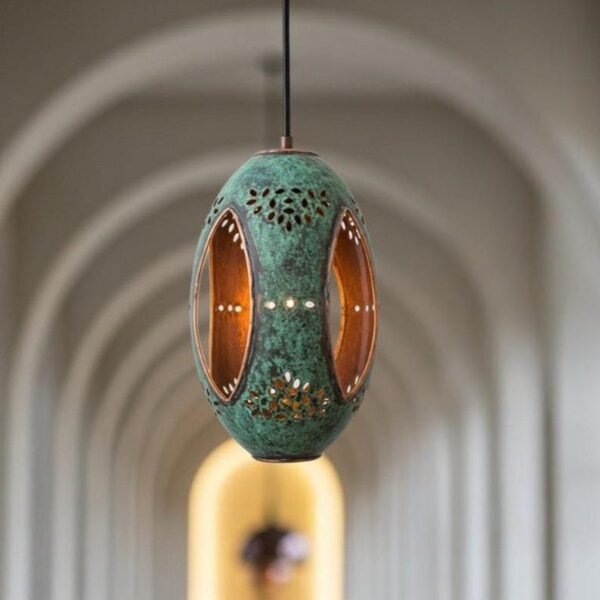 products-BohoHangingLamp2 Boho Green Cutout Lantern Pendant Moroccan Hanging Lamp
