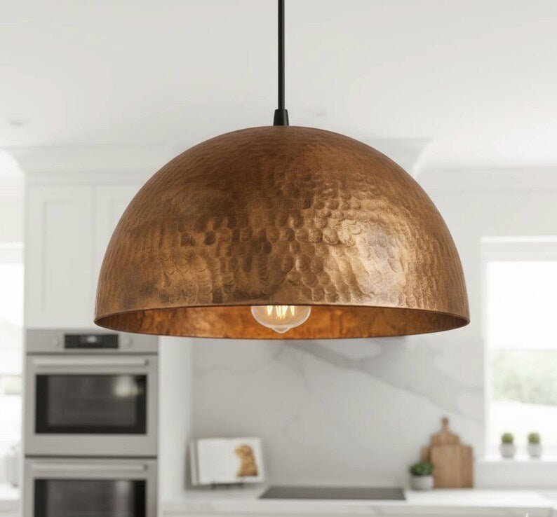 Handmade Hammered Brass Dome Pendant Light β Modern Brass Ceiling Lamp, Boho Kitchen Island Lighting customized Handmade Hammered Brass Dome Pendant Light β Modern Brass Ceiling Lamp, Boho Kitchen Island Lighting customized