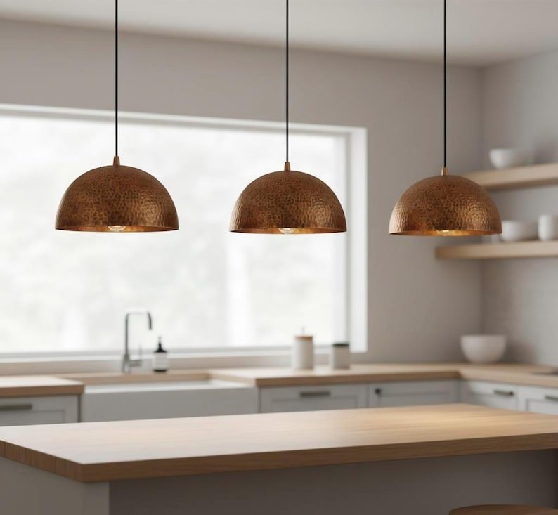 Handmade Hammered Brass Dome Pendant Light β Modern Brass Ceiling Lamp, Boho Kitchen Island Lighting customized Handmade Hammered Brass Dome Pendant Light β Modern Brass Ceiling Lamp, Boho Kitchen Island Lighting customized