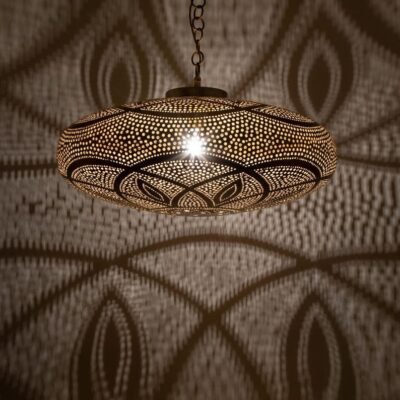 products-BohoStyleHomeDecor3 Boho Brass Shadow Pendant Low Dome Ceiling Light