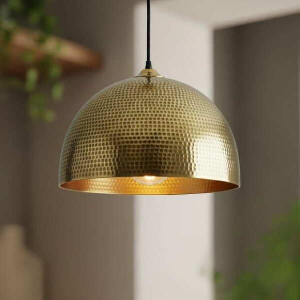 products-BrassCeilingLamp_4 Hammered Brass Dome Pendant Modern Boho Ceiling Light
