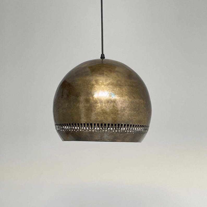 Bronze Globe Pendant Light β Burnished Brass Moroccan Hanging Ceiling Lamp with Perforation Design Bronze Globe Pendant Light β Burnished Brass Moroccan Hanging Ceiling Lamp with Perforation Design