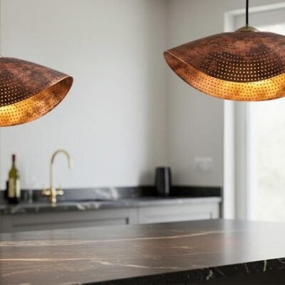 Oxidized Copper Dome Pendant Lamp, Ceiling Dome Lamp, Hanging Light, Rustic decor, Copper Industrial light, Kitchen Island Light