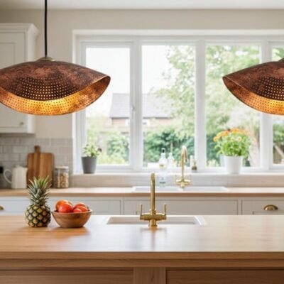 Oxidized Copper Dome Pendant Lamp, Ceiling Dome Lamp, Hanging Light, Rustic decor, Copper Industrial light, Kitchen Island Light