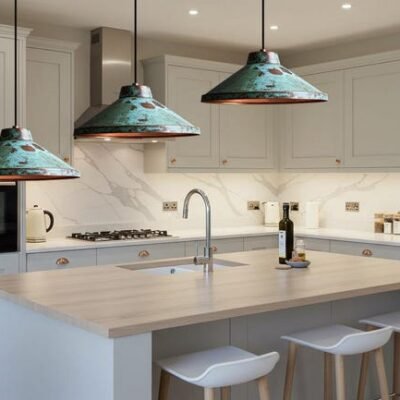 Oxidized Copper Dome Pendant Lamp, Ceiling Dome Lamp, Hanging Light, Rustic decor, Copper Industrial light, Kitchen Island Light