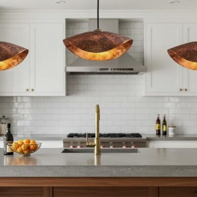 Oxidized Copper Dome Pendant Lamp, Ceiling Dome Lamp, Hanging Light, Rustic decor, Copper Industrial light, Kitchen Island Light