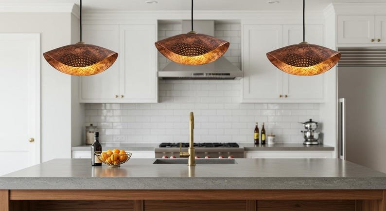 Oxidized Copper Dome Pendant Lamp, Ceiling Dome Lamp, Hanging Light, Rustic decor, Copper Industrial light, Kitchen Island Light