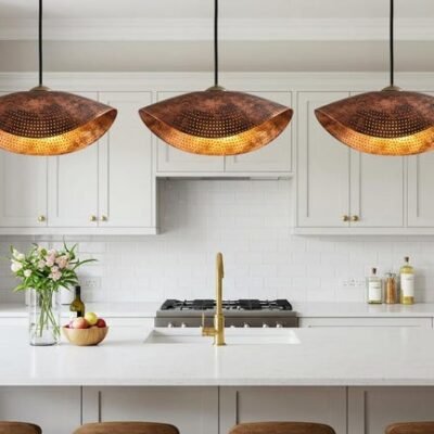 Oxidized Copper Dome Pendant Lamp, Ceiling Dome Lamp, Hanging Light, Rustic decor, Copper Industrial light, Kitchen Island Light