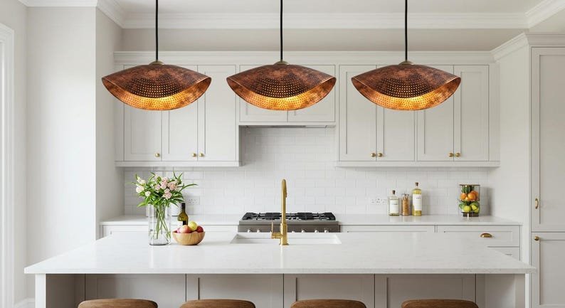 Oxidized Copper Dome Pendant Lamp, Ceiling Dome Lamp, Hanging Light, Rustic decor, Copper Industrial light, Kitchen Island Light