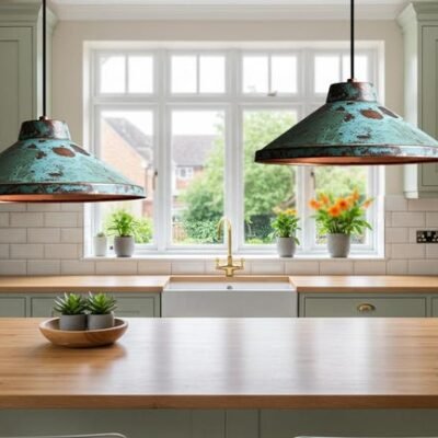 Oxidized Copper Dome Pendant Lamp, Ceiling Dome Lamp, Hanging Light, Rustic decor, Copper Industrial light, Kitchen Island Light