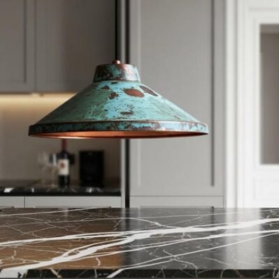 Oxidized Copper Dome Pendant Lamp, Ceiling Dome Lamp, Hanging Light, Rustic decor, Copper Industrial light, Kitchen Island Light