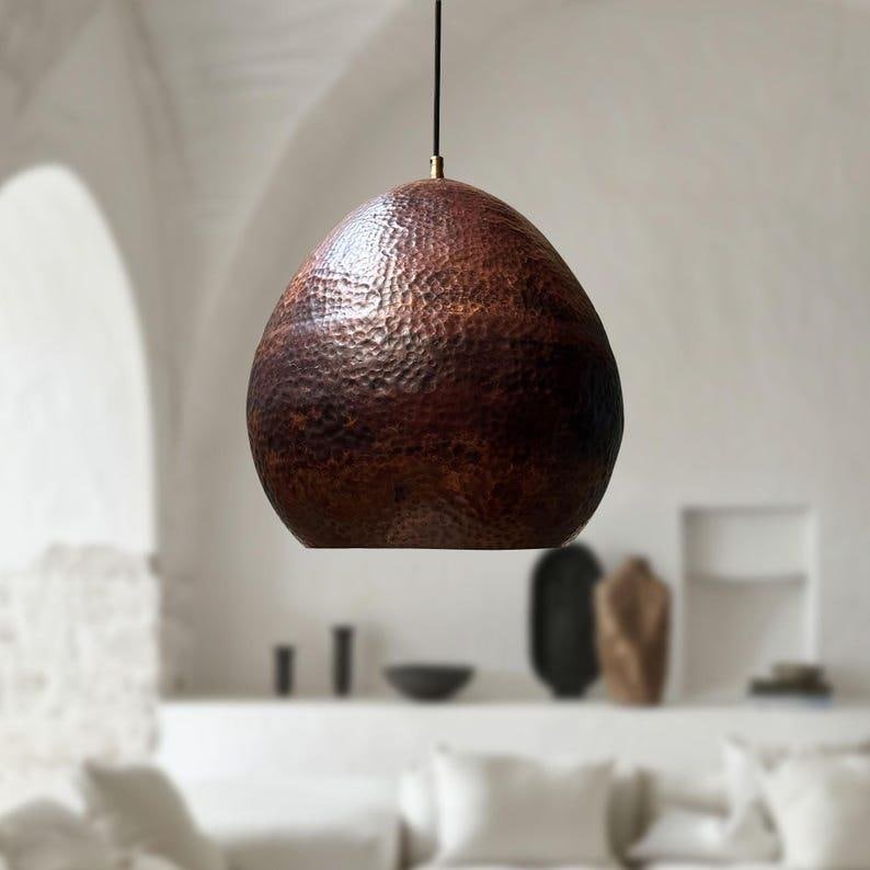 Handmade Hammered Copper Dome Pendant Light - Farmhouse Kitchen Lighting Handmade Hammered Copper Dome Pendant Light - Farmhouse Kitchen Lighting