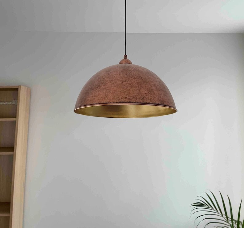 Handmade Pendant Light | Vintage Rustic Lighting Fixture | E27 Metal Copper Hanging 16 inches Ceiling Light | Pendant Lamp Kitchen Island Lamp