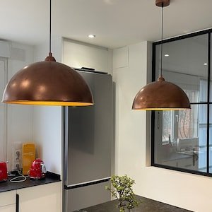 Handmade Pendant Light | Vintage Rustic Lighting Fixture | E27 Metal Copper Hanging 16 inches Ceiling Light | Pendant Lamp Kitchen Island Lamp
