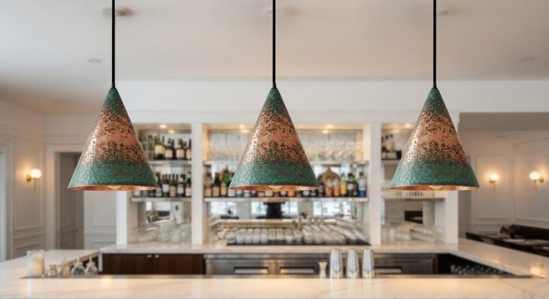 Handmade Moroccan Copper Pendant Light, Farmhouse Kitchen Lighting, Green Patina Copper Lamp Handmade Moroccan Copper Pendant Light, Farmhouse Kitchen Lighting, Green Patina Copper Lamp