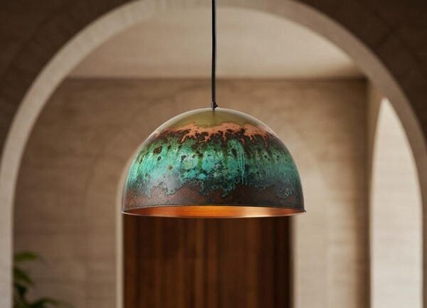 products-GreenPatinaDomeCeilingLamp4 Green Patina Dome Pendant Rustic Copper Ceiling Lamp