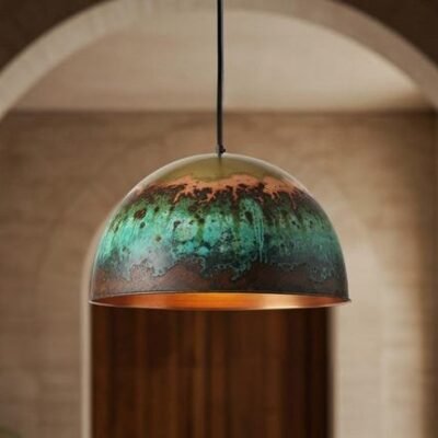 Verdigris Green Patina Dome Modern Moroccan Ceiling Pendant