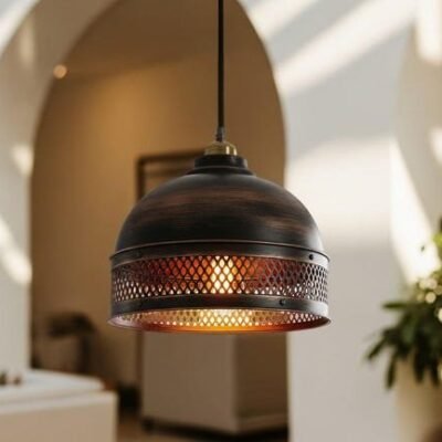 products-GreenPatinaMoroccanChandelier33 Industrial Mesh Dome Pendant Light Rustic Farmhouse Ceiling Lamp