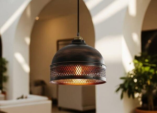 Industrial Mesh Dome Pendant Light Rustic Farmhouse Ceiling Lamp