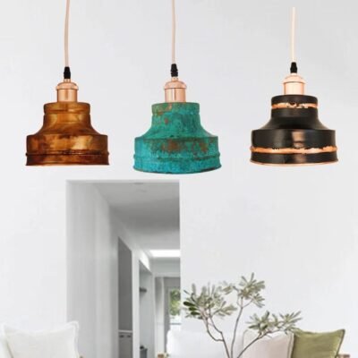 Sets Of Industrial light Modern Copper Lamps Patina light fixtures,Black Matte, Green Patina & Fired Copper Finishes,Aged copper lights