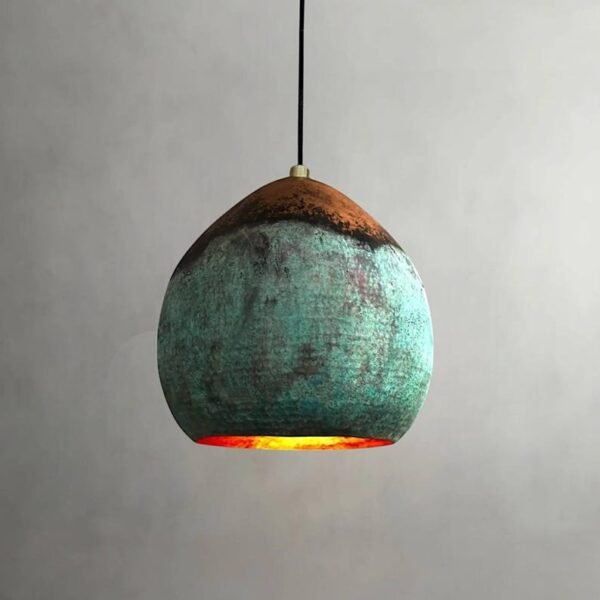 Verdigris Capsule Pendant Hammered Dome Kitchen Island Light