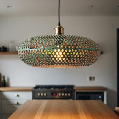 Moroccan Patina Brass Pendant Light: Handmade Boho Green Ceiling Lamp Moroccan Patina Brass Pendant Light: Handmade Boho Green Ceiling Lamp