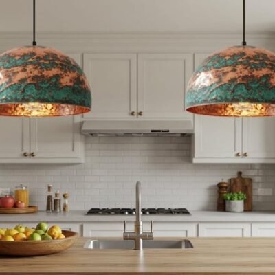 Rustic Chandelier, Copper Farmhouse light fixture, Ceiling Dome Lamp, Dome Lampshades, Industrial light, Kitchen Isalnd,Hanging Pendant Lamp