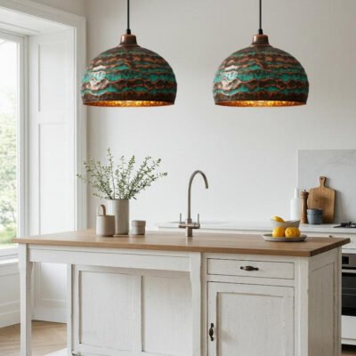 Handmade Oxidized Copper Dome Pendant Light: Industrial Farmhouse Lighting Handmade Oxidized Copper Dome Pendant Light: Industrial Farmhouse Lighting