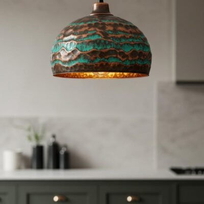 Handmade Oxidized Copper Dome Pendant Light: Industrial Farmhouse Lighting Handmade Oxidized Copper Dome Pendant Light: Industrial Farmhouse Lighting