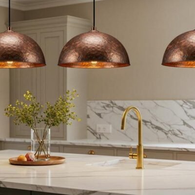 Handmade Hammered Copper Dome Pendant Lamp: Industrial Kitchen Lighting Handmade Hammered Copper Dome Pendant Lamp: Industrial Kitchen Lighting