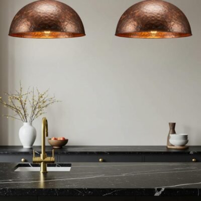 Handmade Hammered Copper Dome Pendant Lamp: Industrial Kitchen Lighting Handmade Hammered Copper Dome Pendant Lamp: Industrial Kitchen Lighting