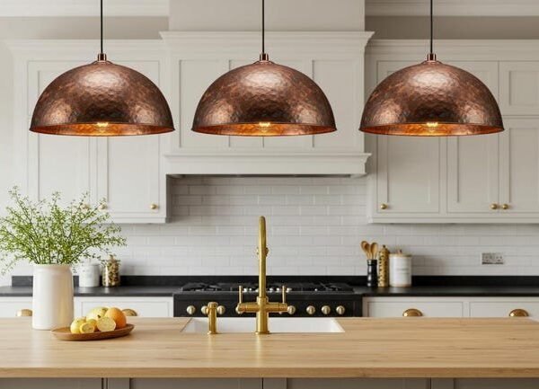 Hammered Copper Dome Pendant Industrial Kitchen Ceiling Light