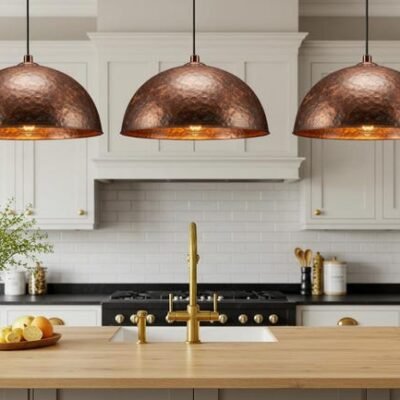 Handmade Hammered Copper Dome Pendant Lamp: Industrial Kitchen Lighting Handmade Hammered Copper Dome Pendant Lamp: Industrial Kitchen Lighting