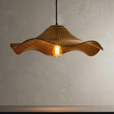 Wavy Rattan Pendant Light Boho Kitchen Island Lamp