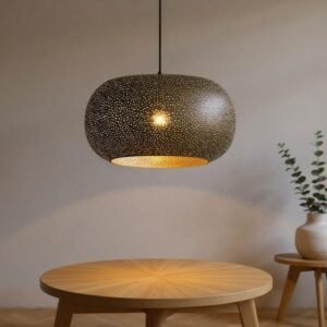 Perforated Drum Pendant Light Modern Moroccan Kitchen Lamp