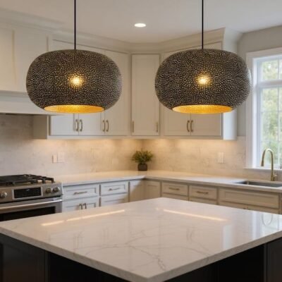 Perforated Drum Pendant Light Modern Moroccan Kitchen Lamp