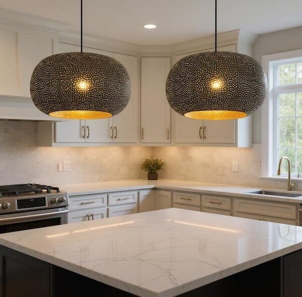 Perforated Drum Pendant Light Modern Moroccan Kitchen Lamp