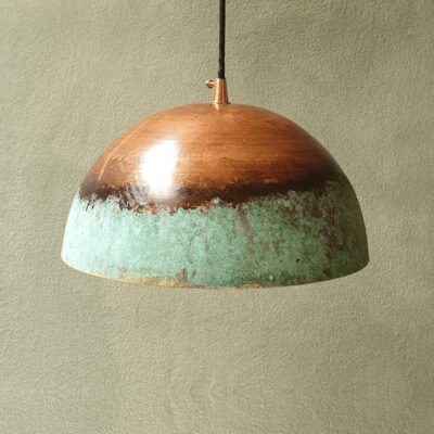 Oxidized Copper Dome Pendant Light β Green Patina Farmhouse Hanging Kitchen Island Lamp for Oxidized Copper Dome Pendant Light β Green Patina Farmhouse Hanging Kitchen Island Lamp for