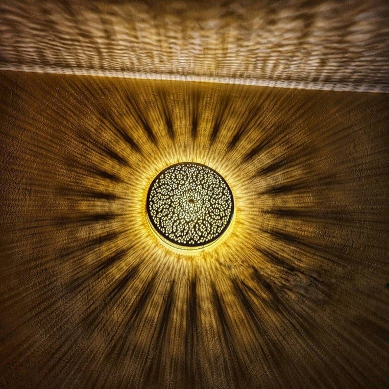 Moroccan Wall & Ceiling Lamp –Moorish Wall Sconce–Handmade Brass Light -Geometric Pattern – Home Decor Lighting–Bedroom, Living Room,Hallway