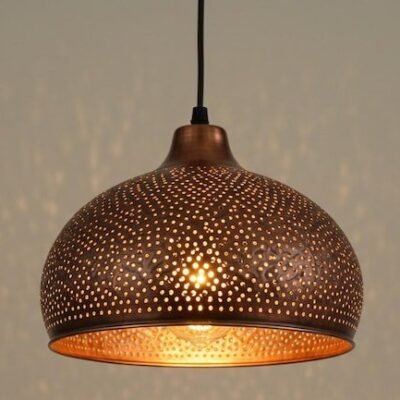 Perforated Copper Dome Pendant Modern Farmhouse Fixture