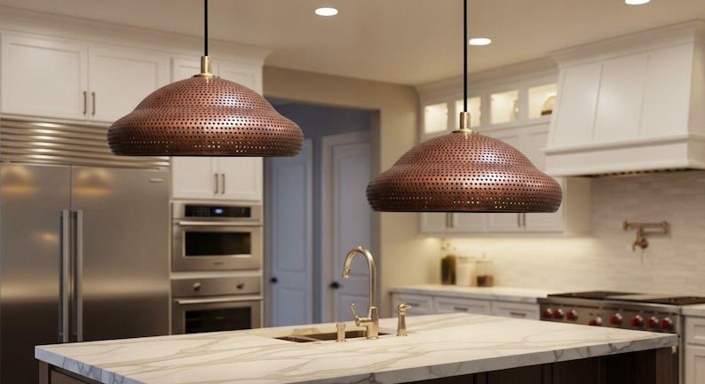 Handmade Copper Pendant Light: Moroccan Boho Island Lighting