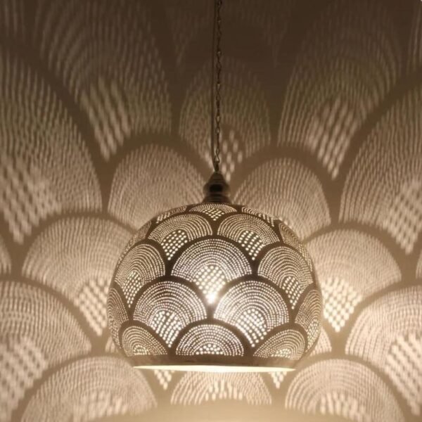 Art Deco Moroccan Brass Pendant Light Fan Pattern Shadow Lamp