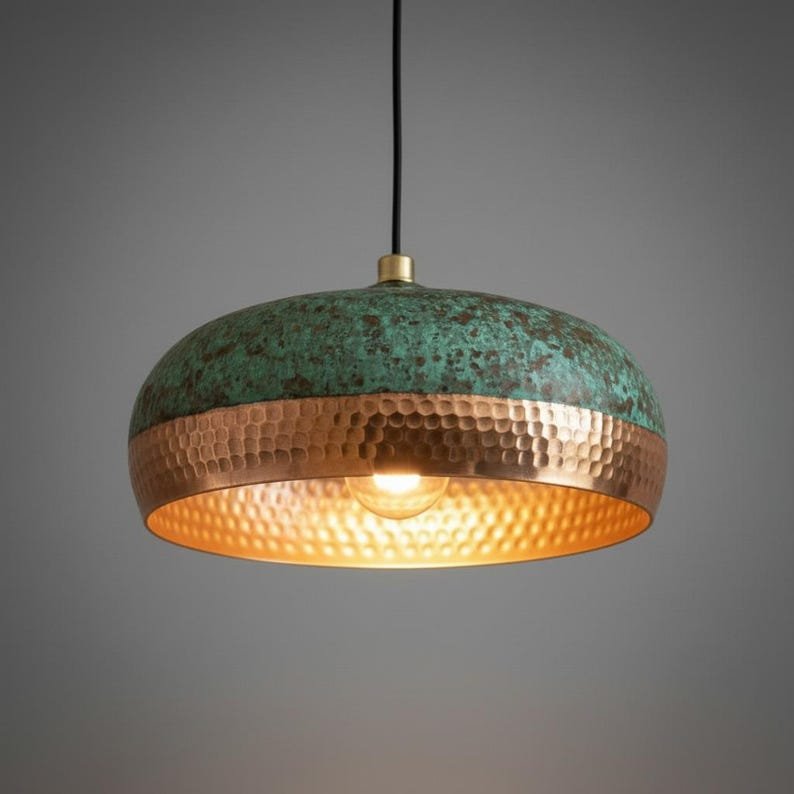 Industrial Modern Copper lamp Patina - Moroccan Farmhouse Lighting