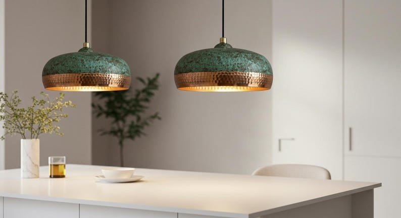 Industrial Modern Copper lamp Patina - Moroccan Farmhouse Lighting