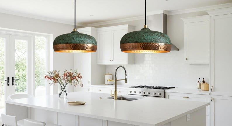 Industrial Modern Copper lamp Patina - Moroccan Farmhouse Lighting