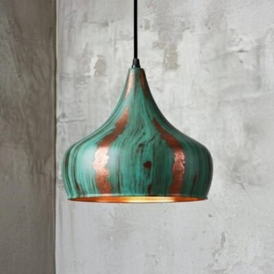 products-MoroccanStyle22 Verdigris Teardrop Pendant Moroccan Style Copper Light